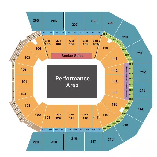 PERFORMANCE AREA Seating Map Seating Chart