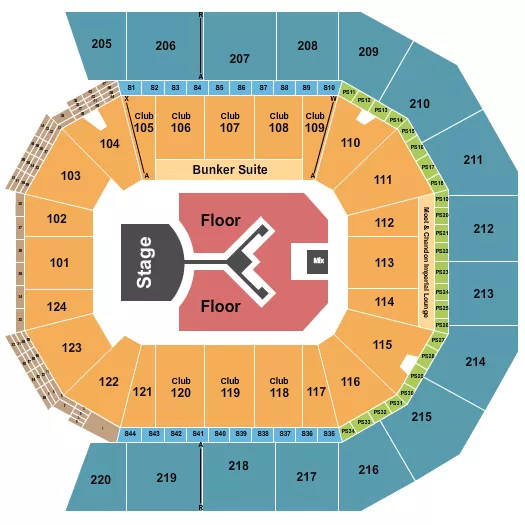 SHINEDOWN Seating Map Seating Chart