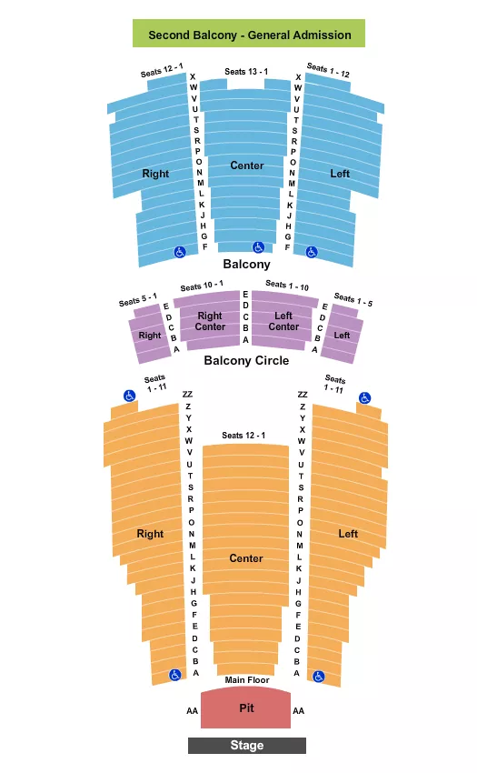 MOORE THEATRE WA ENDSTAGE NO YY Seating Map Seating Chart