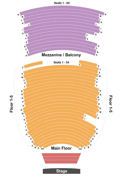 END STAGE PIT Seating Map Seating Chart