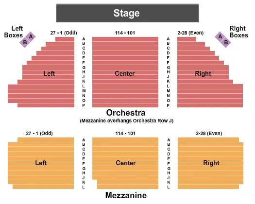 MUSIC BOX THEATRE NY END STAGE Seating Map Seating Chart