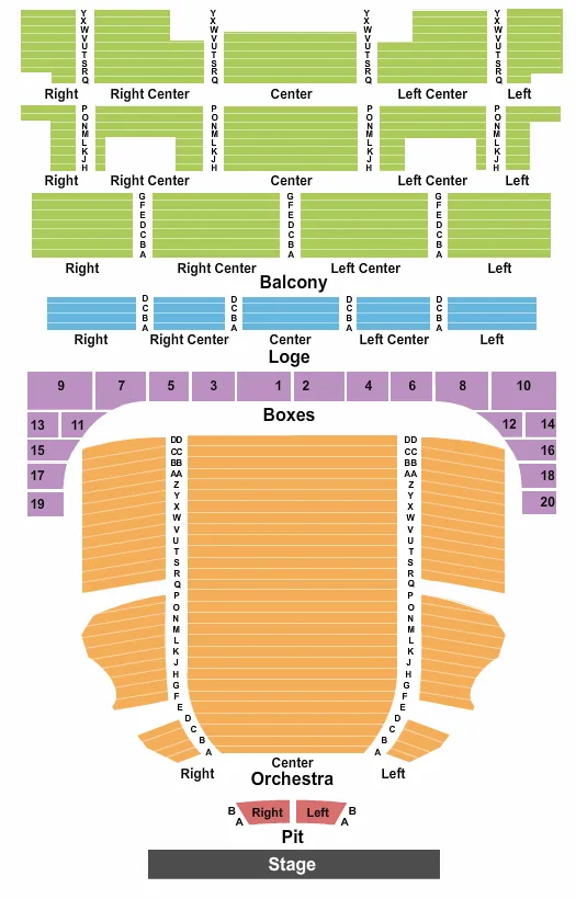 END STAGE Seating Map Seating Chart