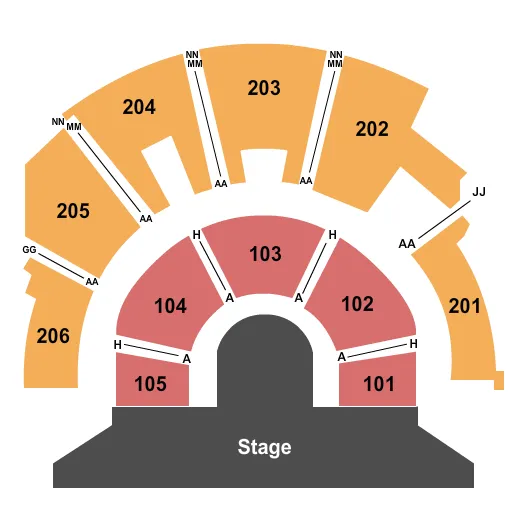 MYSTERE THEATRE AT TREASURE ISLAND LAS VEGAS END STAGE Seating Map Seating Chart