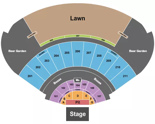 MYSTIC LAKE AMPHITHEATRE PRIOR LAKE ENDSTAGE SMALL PIT Seating Map Seating Chart