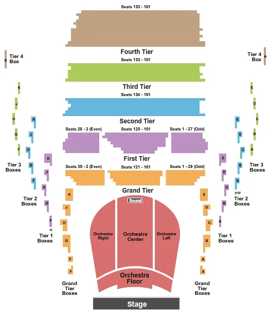 NEW JERSEY PERFORMING ARTS CENTER PRUDENTIAL HALL ENDSTAGE GA FLOOR Seating Map Seating Chart