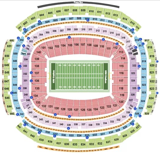 FOOTBALL ROW Seating Map Seating Chart