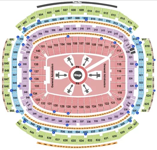 METALLICA ROWS Seating Map Seating Chart