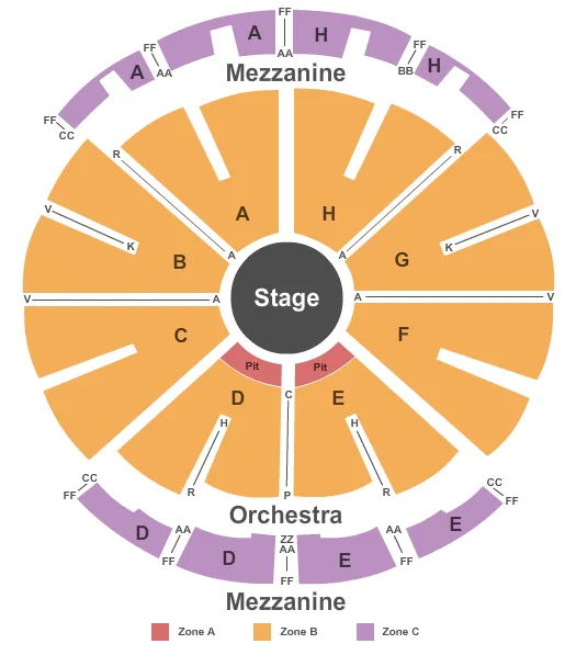 CENTER STAGE Seating Map Seating Chart