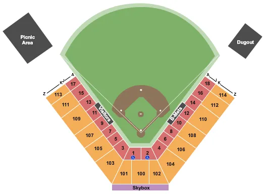 BASEBALL Seating Map Seating Chart