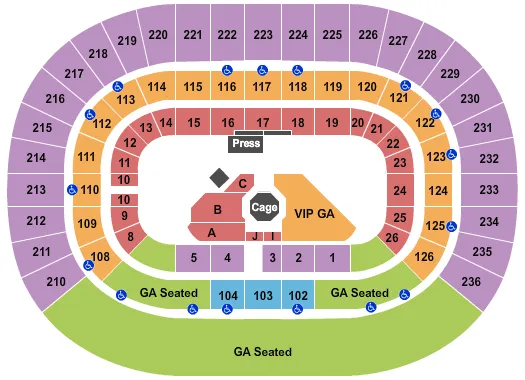 PROFESSIONAL FIGHTERS LEAGUE MMA Seating Map Seating Chart