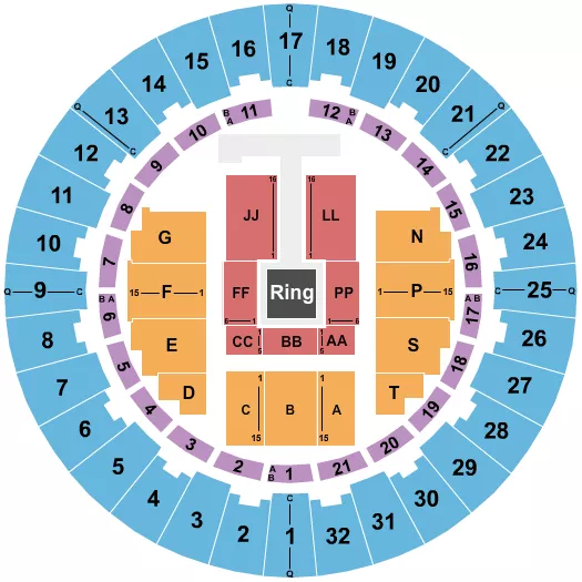 NEAL S BLAISDELL CENTER ARENA WWE Seating Map Seating Chart