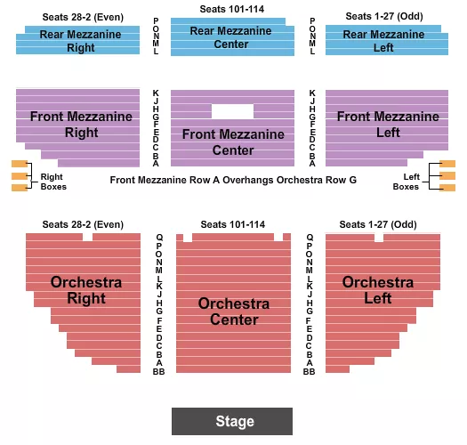 NEDERLANDER THEATRE NY ENDSTAGE 1 Seating Map Seating Chart