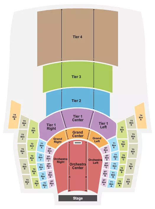 NEW JERSEY PERFORMING ARTS CENTER PRUDENTIAL HALL ENSTAGE TIERS Seating Map Seating Chart