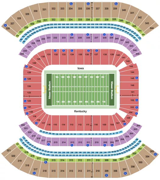 NISSAN STADIUM NASHVILLE FOOTBALL MUSIC CITY BOWL Seating Map Seating Chart