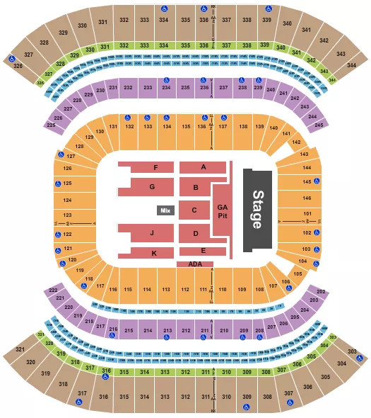 NISSAN STADIUM NASHVILLE CHRIS STAPLETON Seating Map Seating Chart