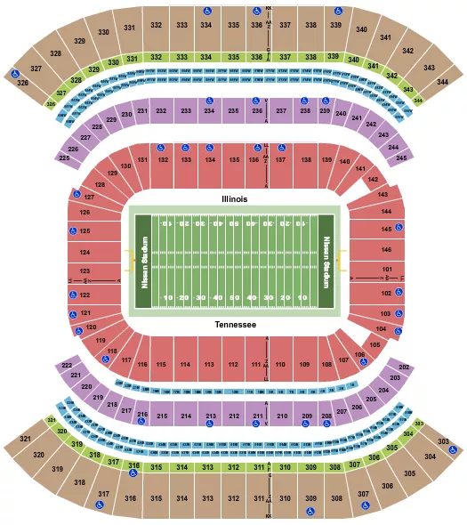 NISSAN STADIUM NASHVILLE FOOTBALL MUSIC CITY BOWL Seating Map Seating Chart