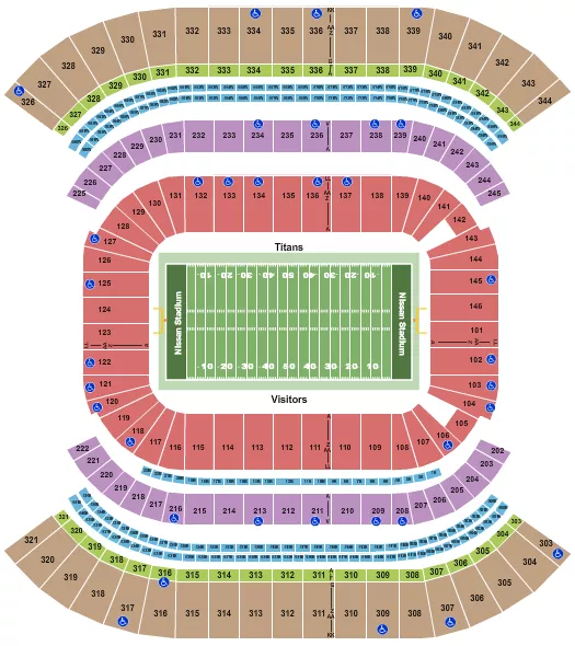NISSAN STADIUM NASHVILLE FOOTBALL Seating Map Seating Chart