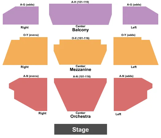 NISWONGER PERFORMING ARTS CENTER GREENEVILLE END STAGE Seating Map Seating Chart