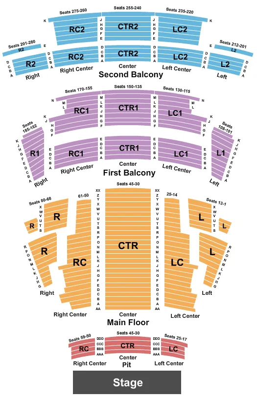 END STAGE Seating Map Seating Chart