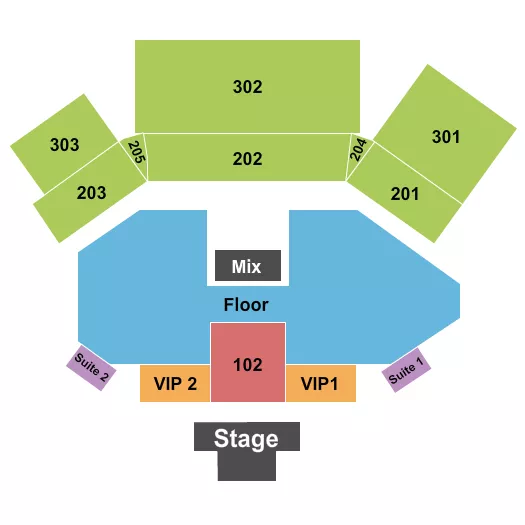 ENDSTAGE VIP 1 2 RSV 102 FLR GA Seating Map Seating Chart