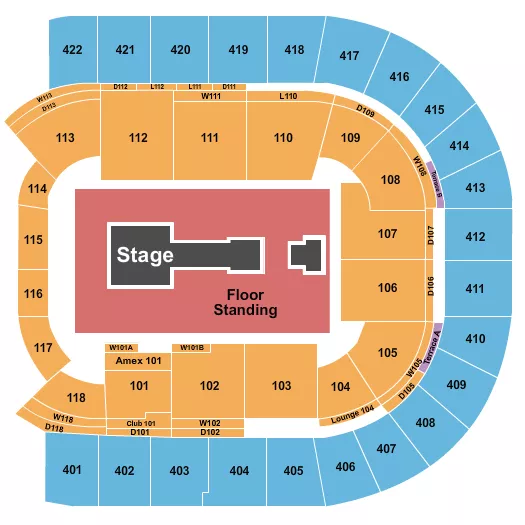 O2 ARENA LONDON CENTER STAGE GA FLOOR 2 Seating Map Seating Chart