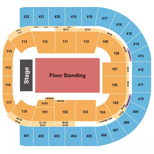 O2 ARENA LONDON ENDSTAGE GA Seating Map Seating Chart