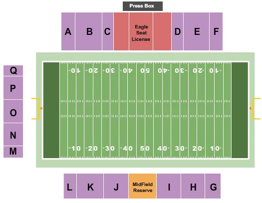 OKELLY RIDDICK STADIUM FOOTBALL Seating Map Seating Chart