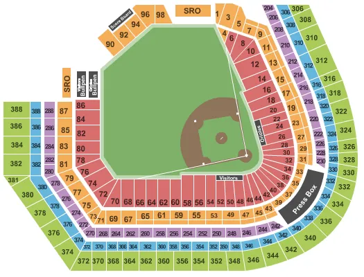 BASEBALL Seating Map Seating Chart