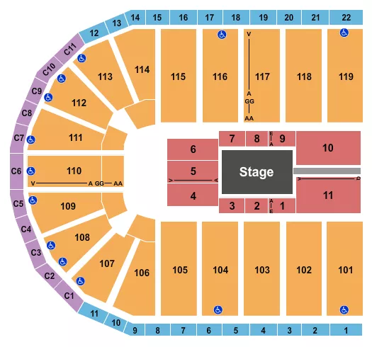 ORLEANS ARENA THE ORLEANS HOTEL CENTER STAGE Seating Map Seating Chart