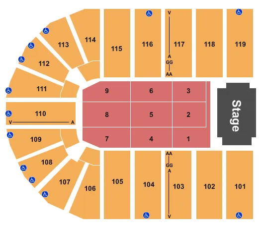 ORLEANS ARENA THE ORLEANS HOTEL ENDSTAGE 4 Seating Map Seating Chart