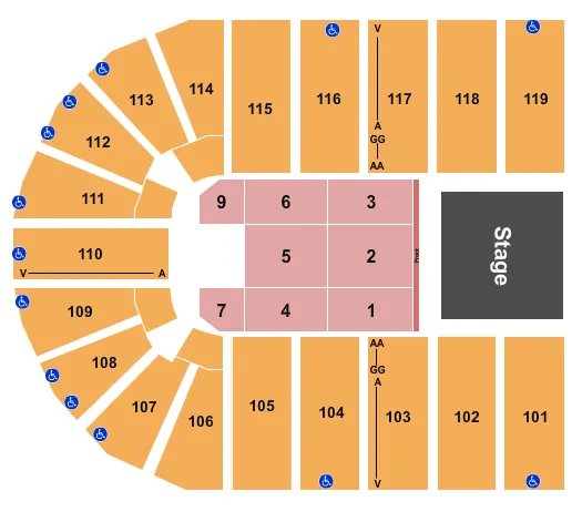 ORLEANS ARENA THE ORLEANS HOTEL ENDSTAGE 5 Seating Map Seating Chart