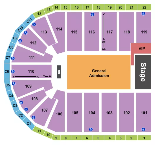 ORLEANS ARENA THE ORLEANS HOTEL ENDSTAGE GA Seating Map Seating Chart