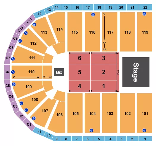 ORLEANS ARENA THE ORLEANS HOTEL ENDSTAGE RSV FRONT Seating Map Seating Chart