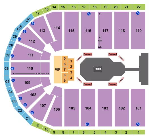 ORLEANS ARENA THE ORLEANS HOTEL TABLE TENNIS Seating Map Seating Chart