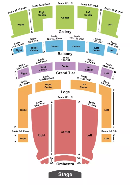 ORPHEUM THEATRE OMAHA END STAGE Seating Map Seating Chart
