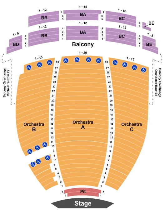 ORPHEUM THEATRE PHOENIX END STAGE Seating Map Seating Chart