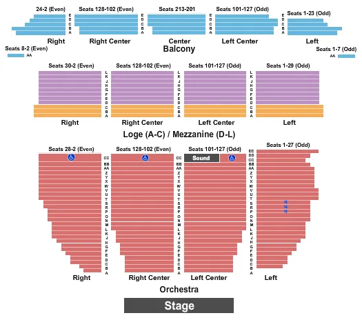 ORPHEUM THEATRE SAN FRANCISCO ENDSTAGE Seating Map Seating Chart