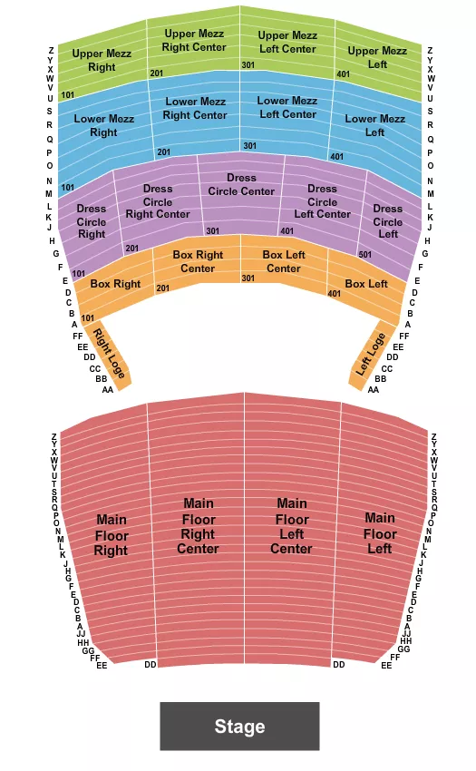 ORPHEUM THEATRE SIOUX CITY ENDSTAGE ROW DD Seating Map Seating Chart