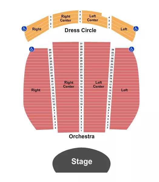 ORPHEUM THEATRE VANCOUVER ENDSTAGE NO BALCONY Seating Map Seating Chart