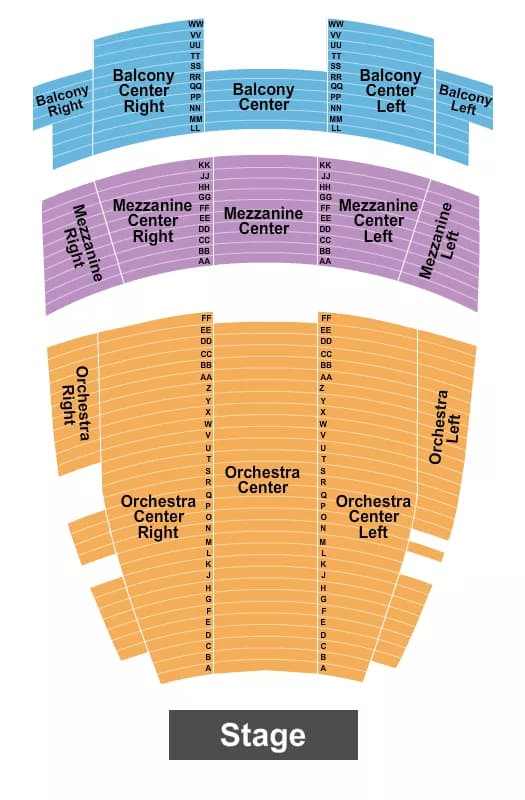 END STAGE Seating Map Seating Chart
