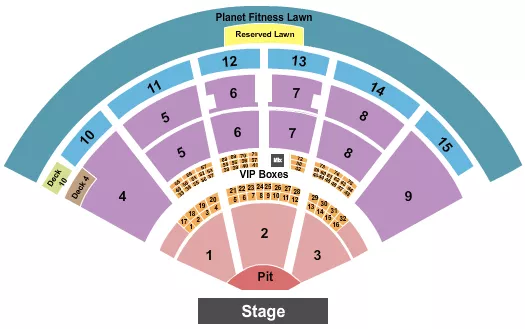 PNC MUSIC PAVILION CHARLOTTE ENDSTAGE GA PIT Seating Map Seating Chart