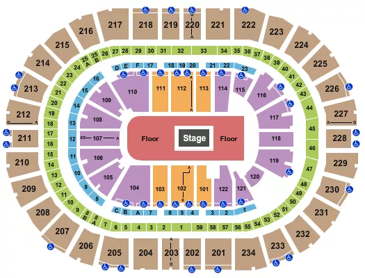 CENTER STAGE GA FLOOR Seating Map Seating Chart