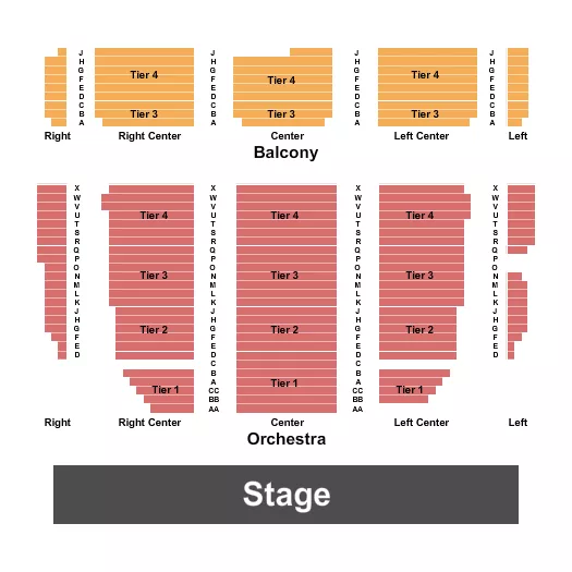 PALACE THEATRE MARION ENDSTAGE TIERS Seating Map Seating Chart