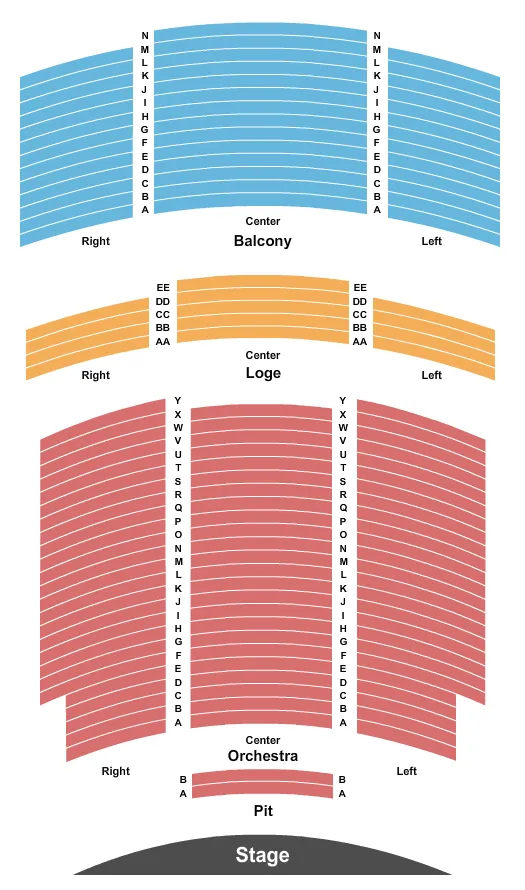 PALACE THEATRE PA END STAGE Seating Map Seating Chart
