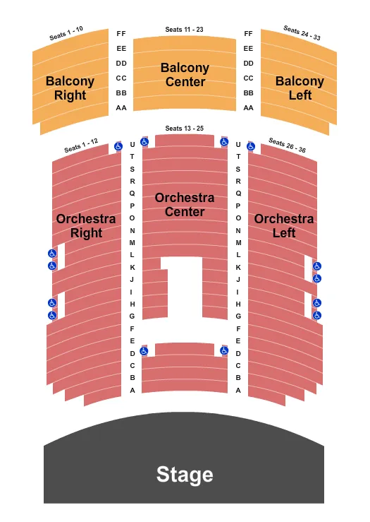 HOUGH HALL AT PALLADIUM THEATER FL END STAGE Seating Map Seating Chart