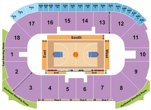 BASKETBALL GLOBETROTTERS Seating Map Seating Chart