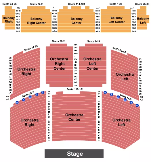 PARAMOUNT THEATRE AURORA END STAGE Seating Map Seating Chart