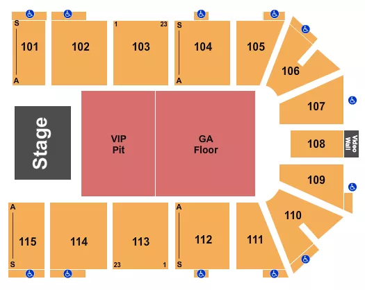 ENDSTAGE VIP PIT GA FLOOR Seating Map Seating Chart