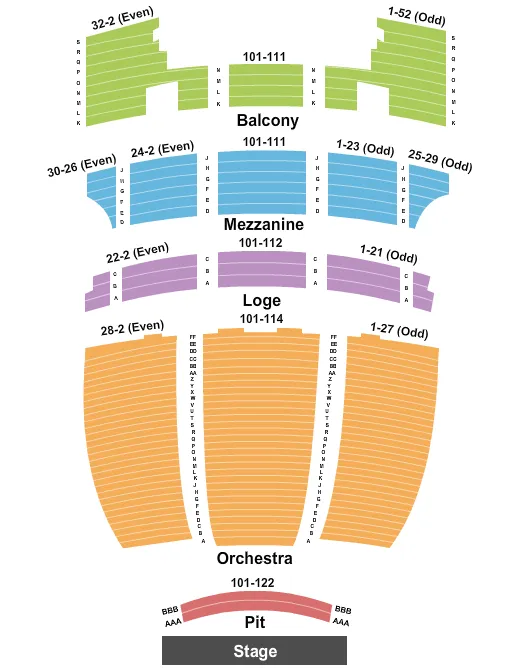END STAGE Seating Map Seating Chart