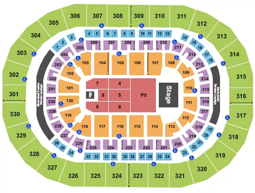 ENDSTAGE PIT FLR 4 9 Seating Map Seating Chart